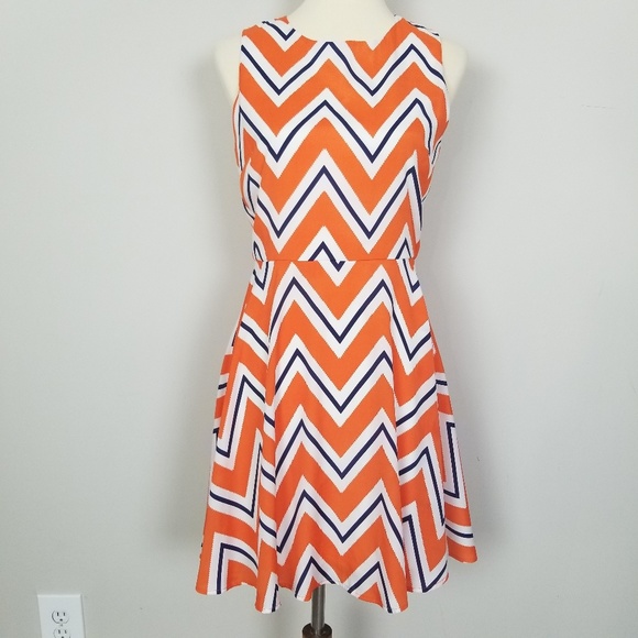Everly Dresses & Skirts - Everly Orange White Chevron Tank Top Mini Dress
